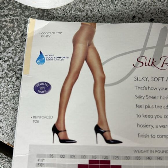 NIB Silk Reflections Y2K Control Top Pantyhose Taupe Pearl Medium - Picture 6 of 6